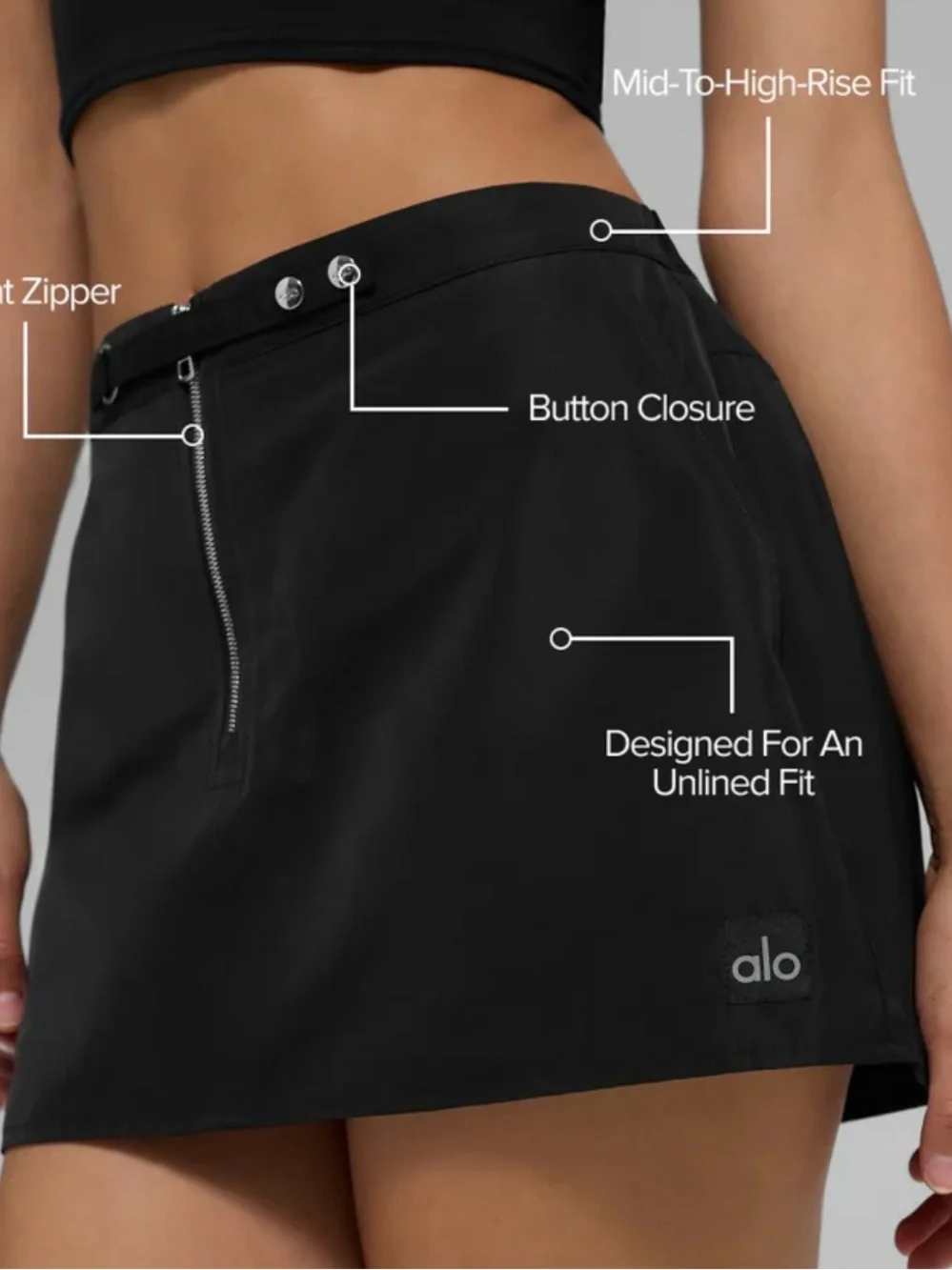 Alo Yoga Work It Active Skirt Black Mini Athletic Unlined Sz S